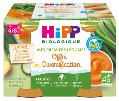 Pots Bio Mes Premiers Légumes Offre Diversification 4x125g - HIPP