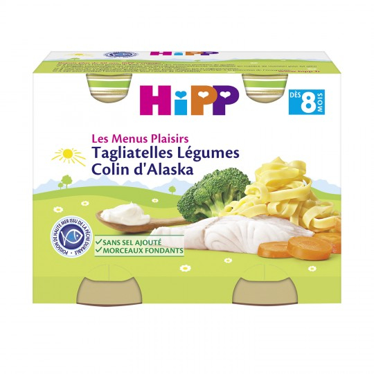 Plat bébé dès 8 mois tagliatelles légumes colin Bio 2x190g - HIPP