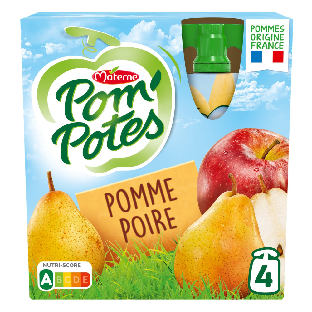 Grossiste Compote de pomme/poire 4x90g POM POTES