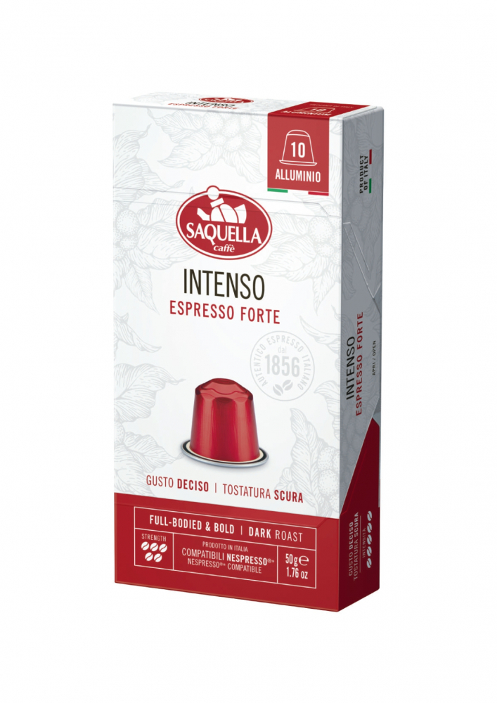Saquella Bar Italia Espresso Intenso Capsules, Box X 10 Caps, 50 G