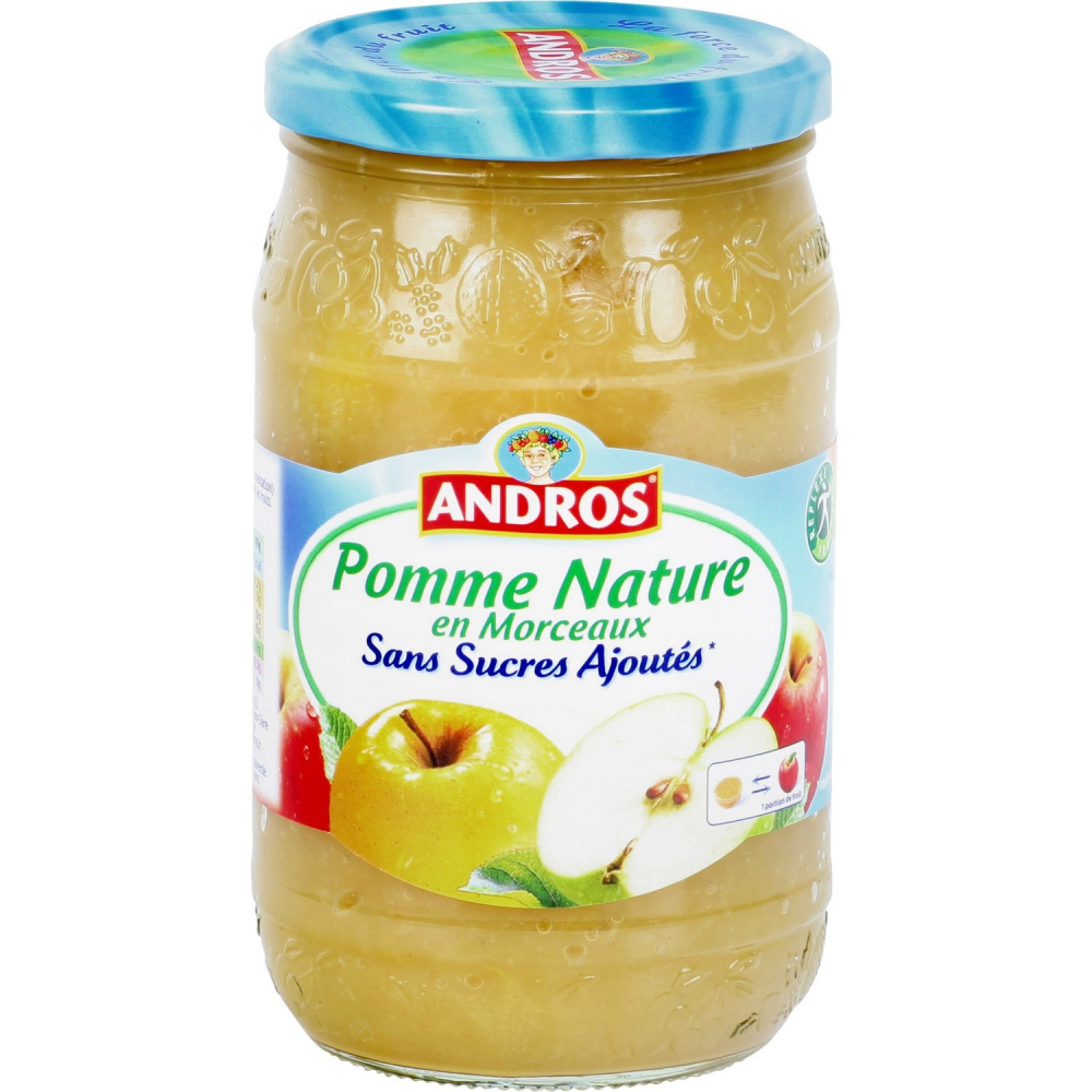 Compote pomme morceaux s/sucres ajoutés 695g - ANDROS