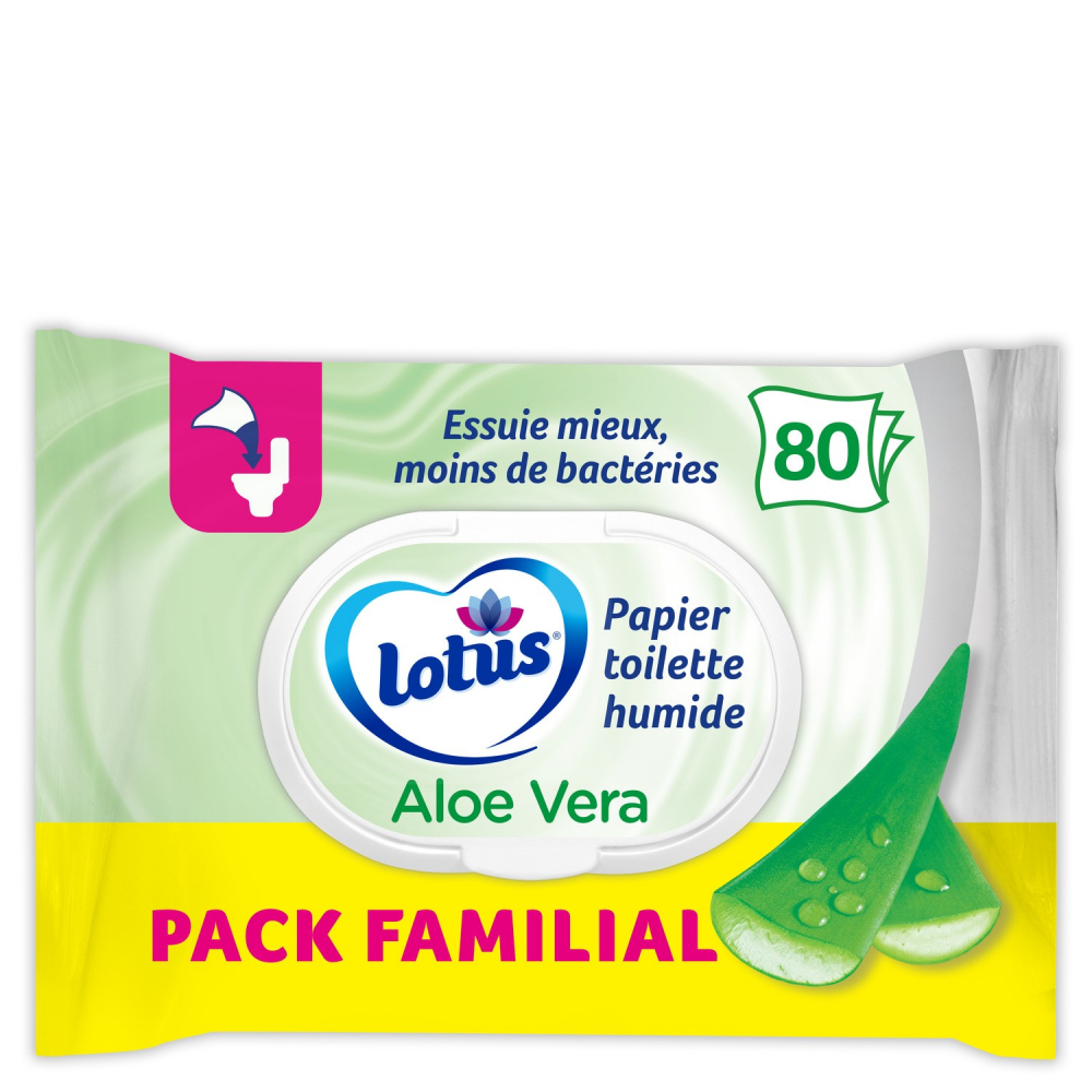 Carta igienica bagnata all'aloe vera x80 - LOTUS