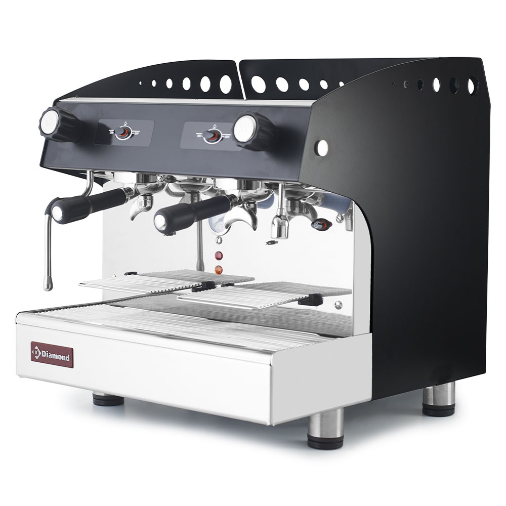 Machine à café expresso 2 groupes, semi-automatique - NOIR - Diamond