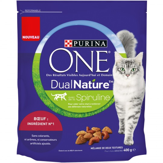 Beef & spirulina adult cat food 400g - PURINA