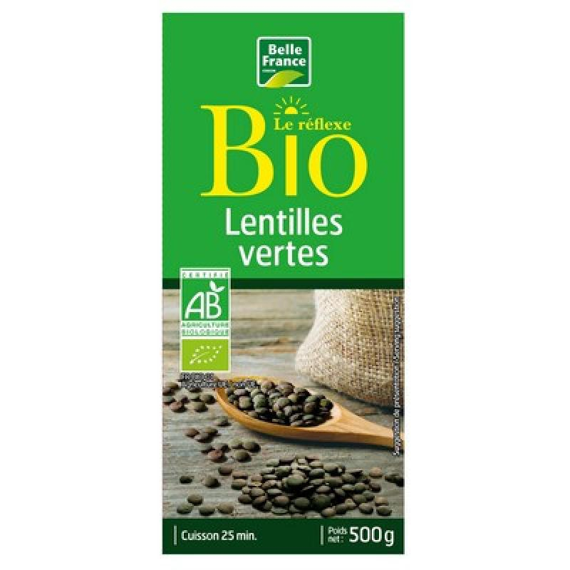 Organic Green Lentils 500g - BELLE FRANCE
