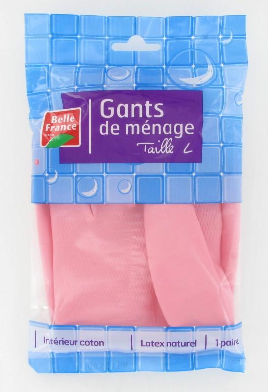 Roze Huishoudhandschoen 1 paar, maat L - BELLE FRANCE