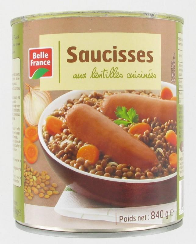 Saucisses Aux Lentilles 840g - BELLE FRANCE