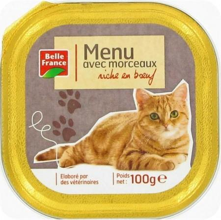 Menu voor katten rijk aan rundvlees 100g - BELLE FRANCE