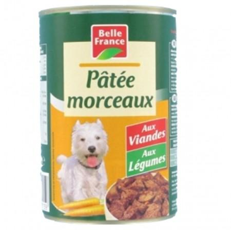 Pastete mit Rindfleischstücken und Gemüse für Hunde 400g - BELLE FRANCE