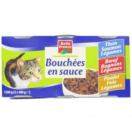 Bites In Sauce For Cats Multivarieties 3x400g - BELLE FRANCE