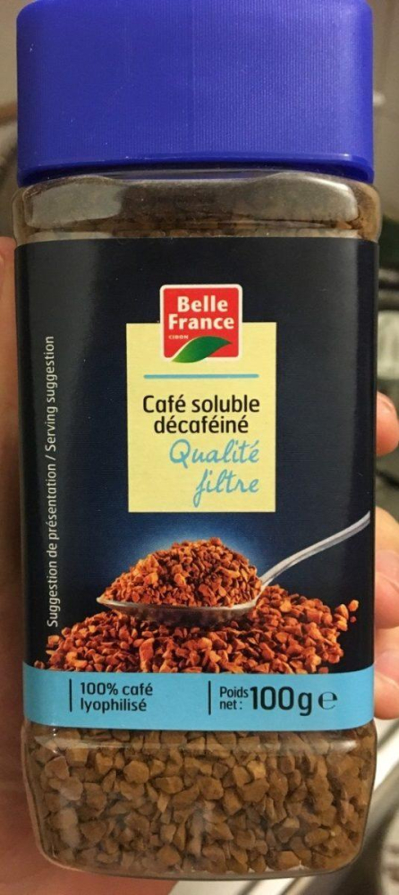Filtro de qualidade de café solúvel liofilizado descafeinado 100g - BELLE FRANCE
