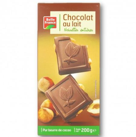 Chocolat Lait Noisettes Entieres 200g - BELLE FRANCE