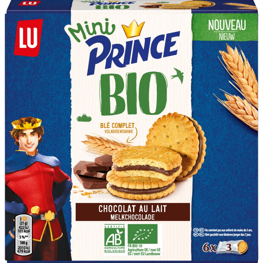 Biscuits Mini Prince Bio au chocolat 126g - PRINCE