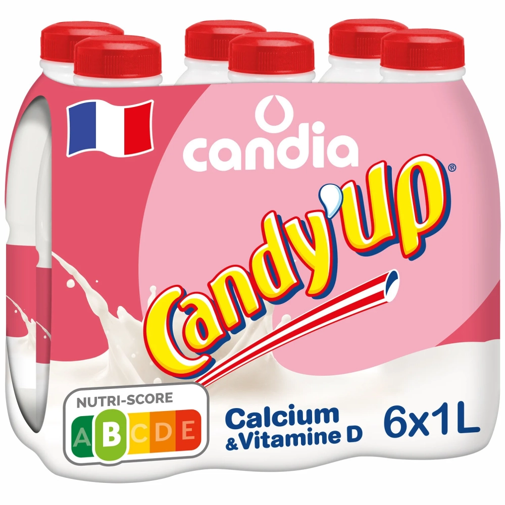 Candy'up Boisson lactée Fraise 6x1l - CANDIA