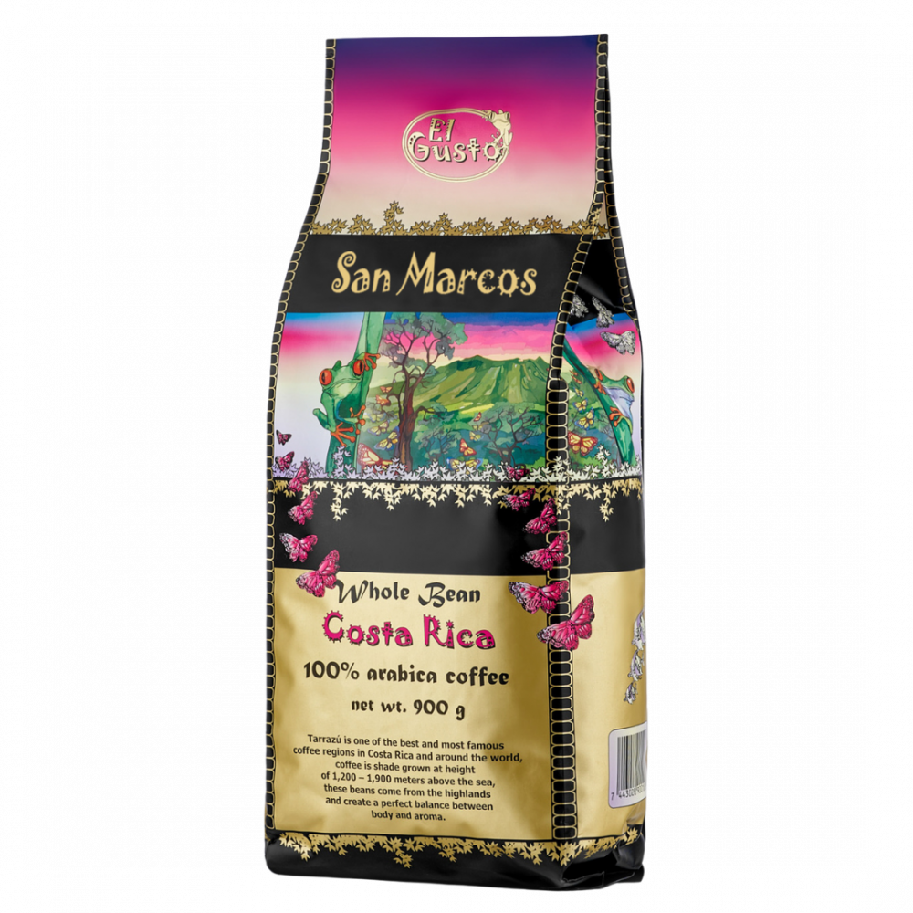 San Marcos Gourmet Whole Bean Roasted Coffee, El Gusto, 100% Arabica Coffee, Sun Dried, Washed Process, Medium Roast, Single Origin, Sca Score 85,  900g