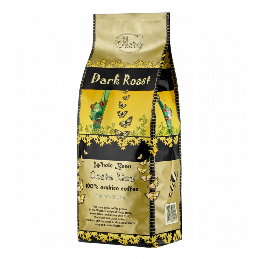 Dark Roast Gourmet Whole Bean Roasted Coffee, El Gusto, 100% Arabica Coffee, Sun Dried, Washed Process, Medium Roast, Single Origin, Sca Score 84,  900g