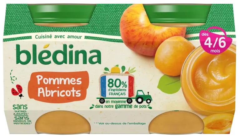Puréee de fruits Pommes Abricot 4x130g - BLEDINA