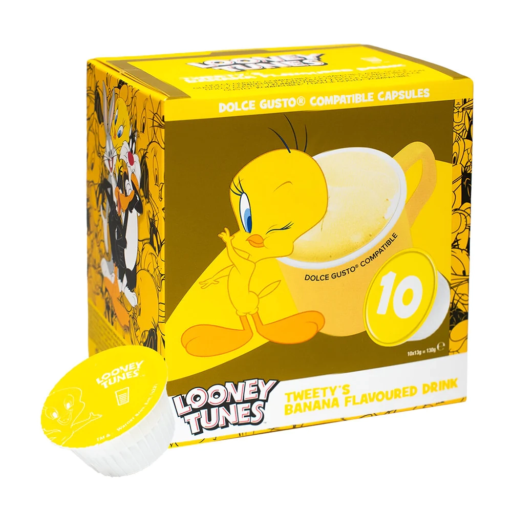 Cápsulas de bebida com sabor de banana Tweety's Dolce Gusto compatíveis - Looney Tunes