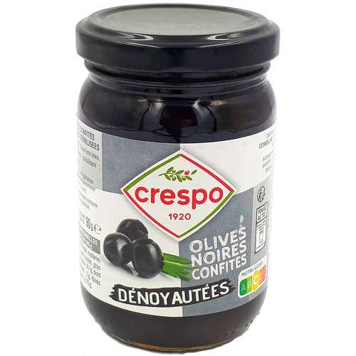 Grossiste Olives noires confites dénoyautées 90g CRESPO