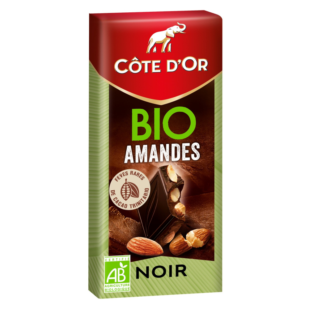 Tablette de chocolat noir amandes Bio 150g - CÔTE D'OR