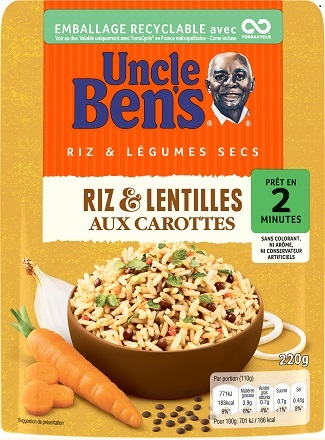 Riz Lentilles et Carottes 220g - UNCLE BENS