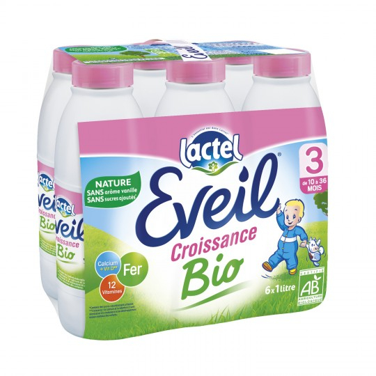 Lait liquide eveil croissance Bio 6x1L- LACTEL