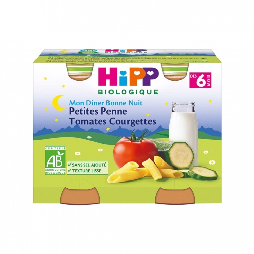 طبق أطفال من 6 أشهر بيني بالطماطم والكوسة العضوية 2x190 جرام - HIPP