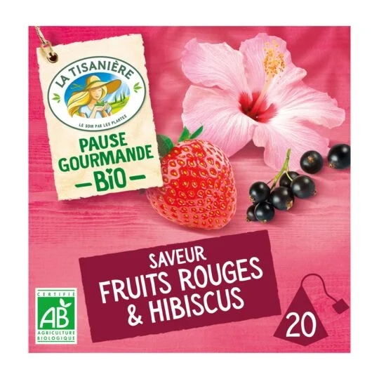 Infusion Fruits Rouges et Hibiscus Bio, x20 - LA TISANIERE