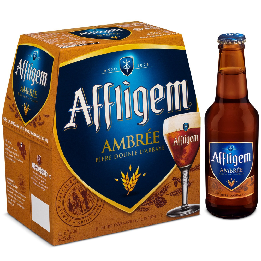 Bière Ambrée Double d'Abbaye, 6,7°, 6x25cl - AFFLIGEM