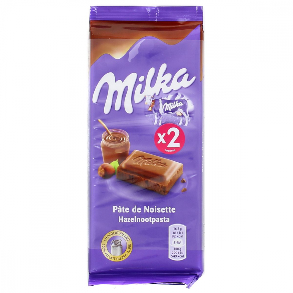 Chocolat pâte de noisette 2x100g - MILKA