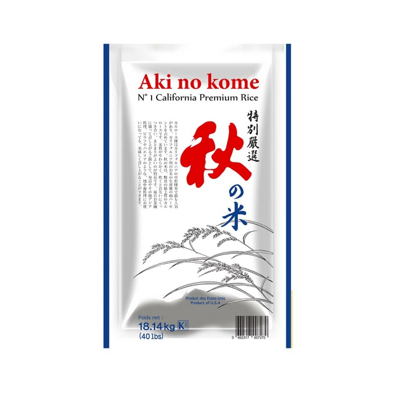 Arroz japonés premium Calrose 18,14 kg - Aki