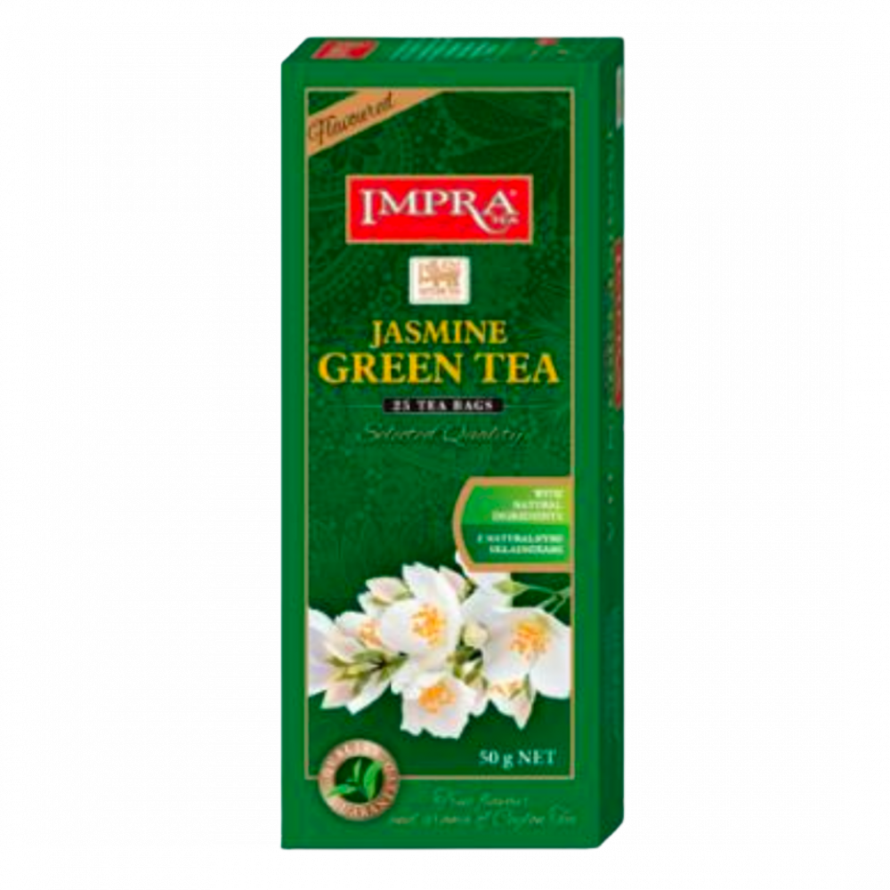 Impra,  Green Tea, Tea Bags  Flavoured Jasmine âwith Natural Piecesâ  2gx25x24