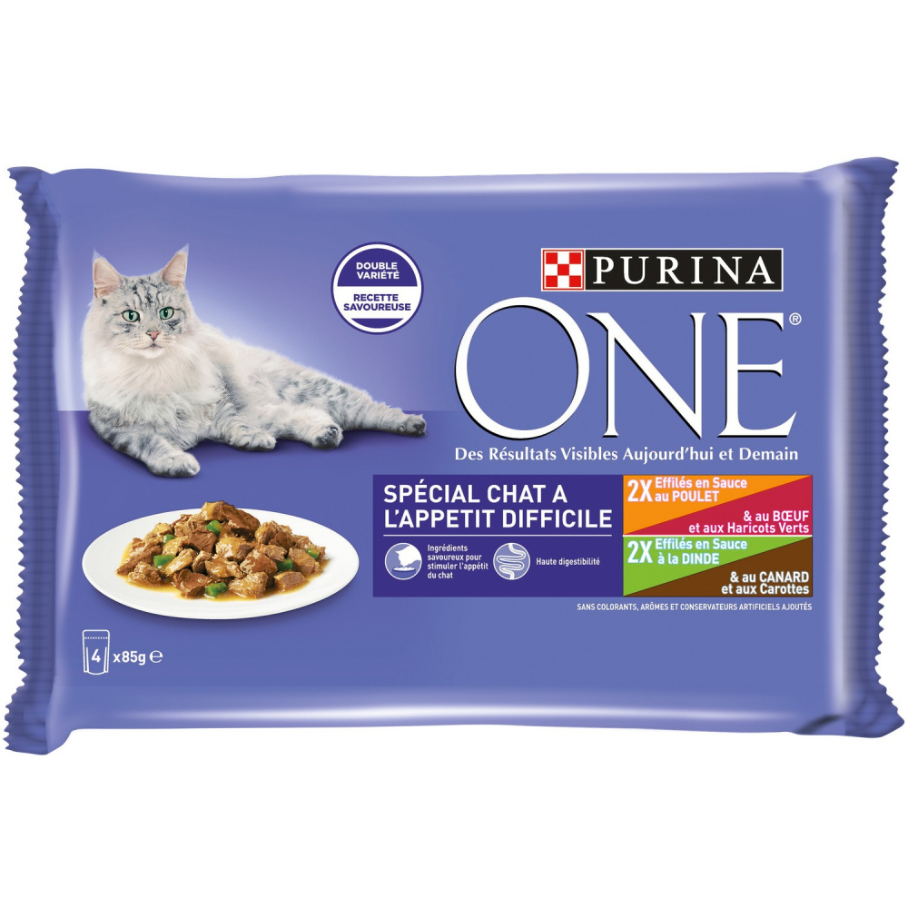 Pâté pour chat adulte en Sauce Poulet, Bœuf et Haricots Verts 5x85g - PURINA