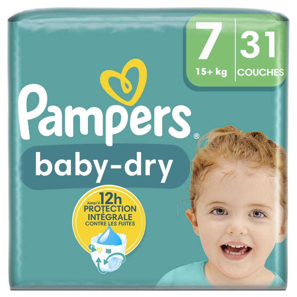 PAMPERS COUCHE BABY-DRY TAILLE 7 (15+ KG) - 31 COUCHES
