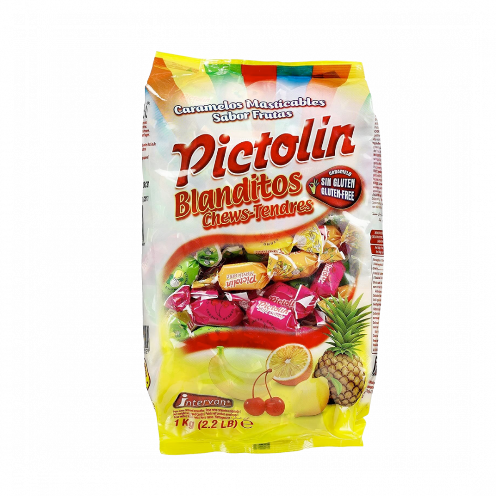 Pictolin Blanditos / Chews-  5 Assted Fruit Flavoured: Lemon, Orange, Cherry, Pineapple And Banana  - 1kg Bag X 12