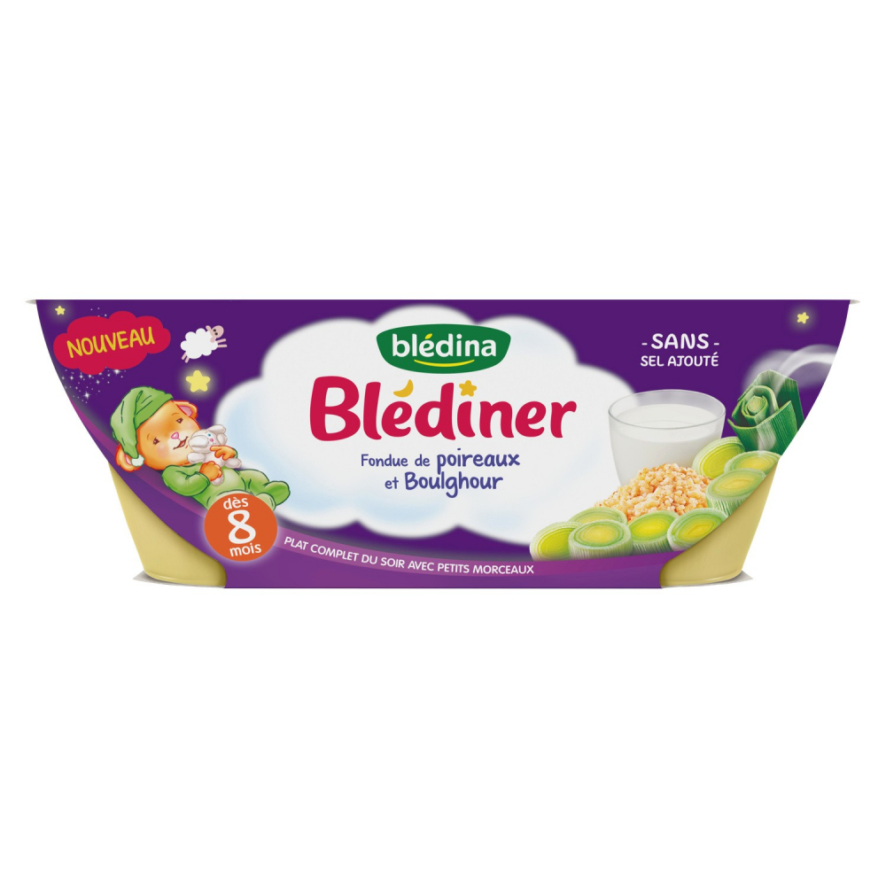Refeição para bebé a partir dos 8 meses fondue de alho francês e bulgur 200g - BLEDINA