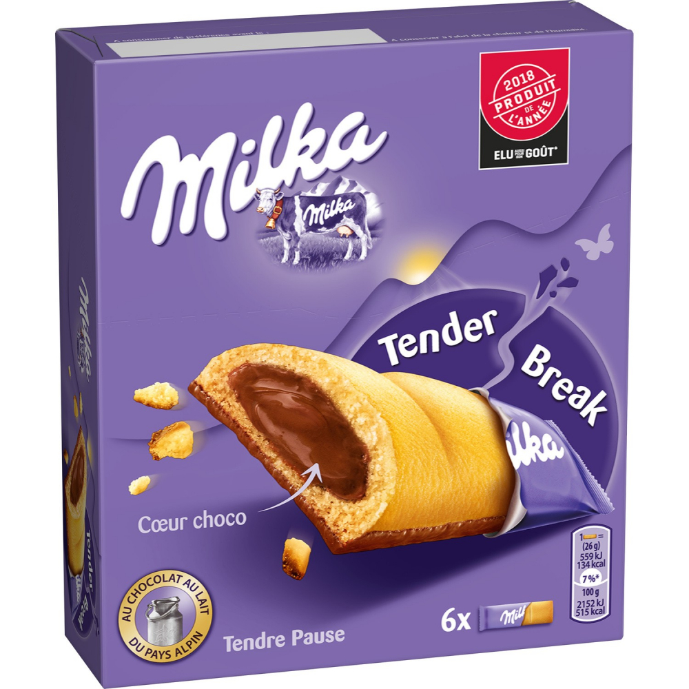Barres tender break fourrés chocolat x6 156g - MILKA