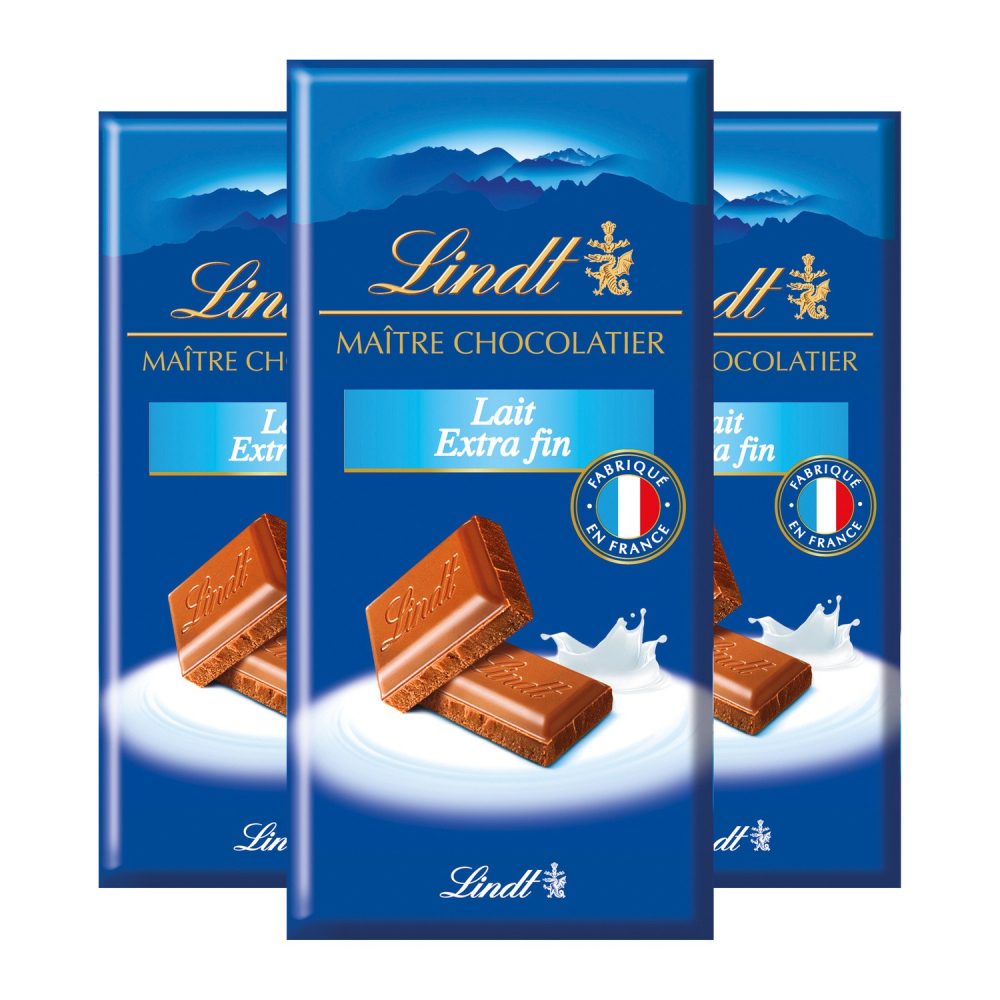 Tablette de chocolat au lait extra fin 3x100g - LINDT