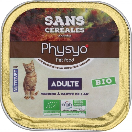 Pâtée pour chats sans céréales Bio 100g - PHYSYO