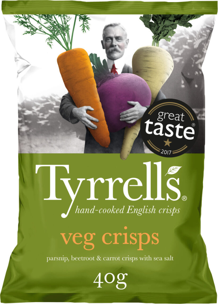 Legume chips beet parsnored carrot with a pinch of sea salt, 40g - TYRRELLS