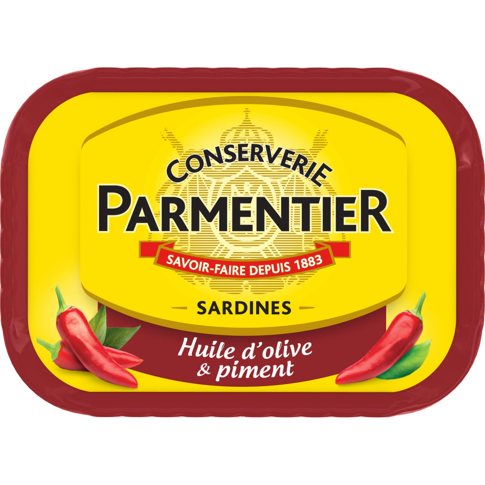 Sardines à Huile d'Olive et Piment, 135g - PARMENTIER