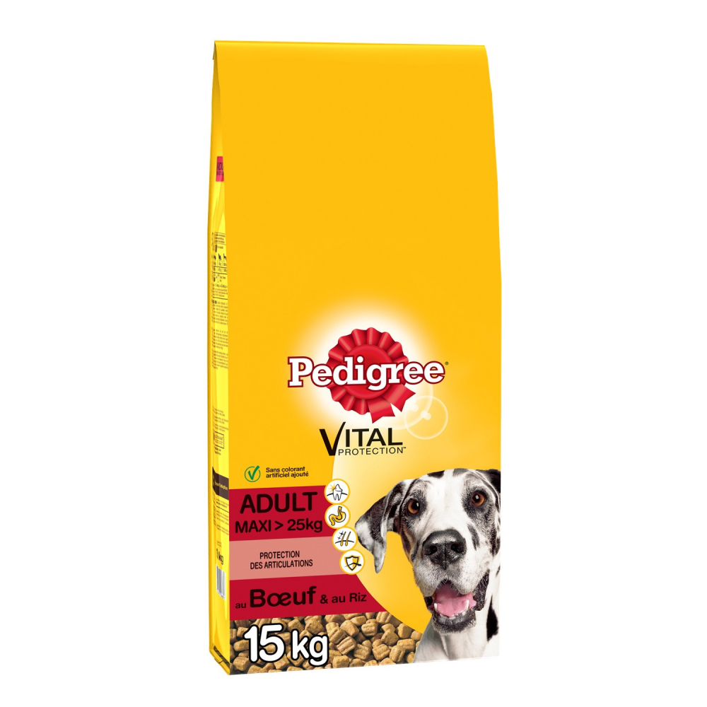 Croquettes pour grands chiens au bœuf 15kg - PEDIGREE