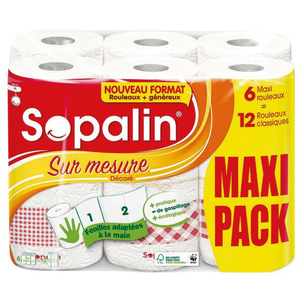 Essuie-tout sur mesure décoré 6=12 maxi pack - SOPALIN