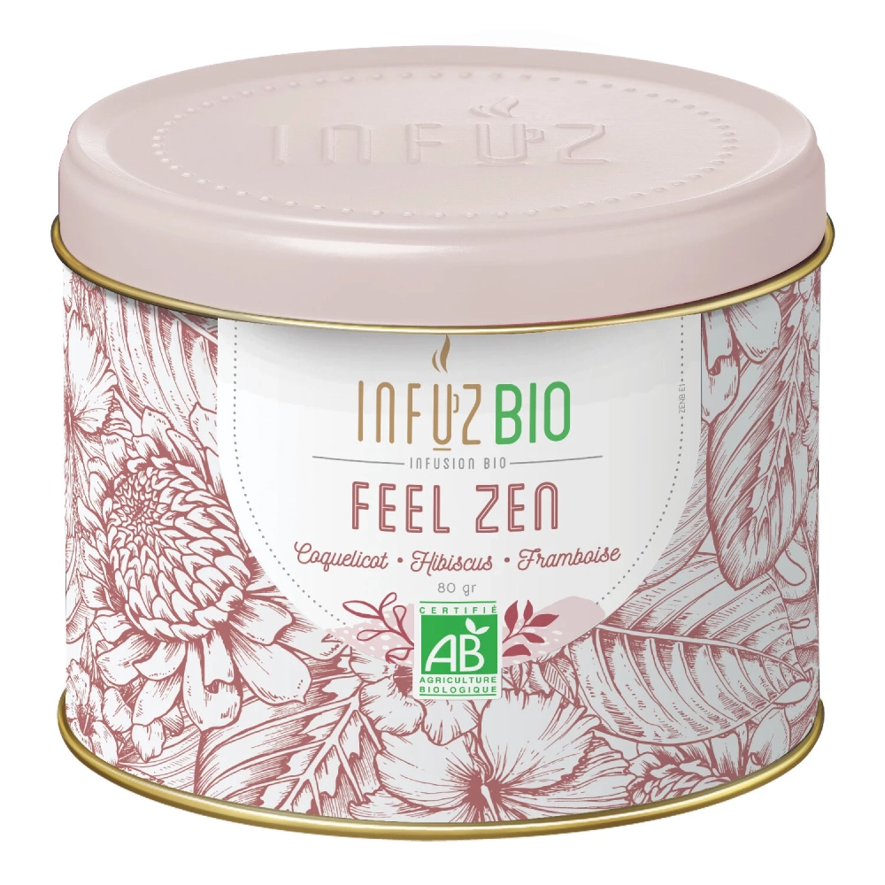 Infusion Feel Zen Coquelicot, Hibiscus, Framboise Bio 80g - INFUZ