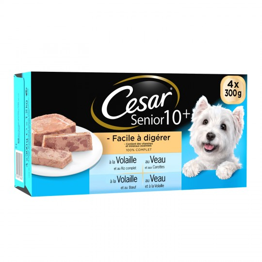 Pâtée pour chien viande légumes et riz Senior 4x300g - CÉSAR