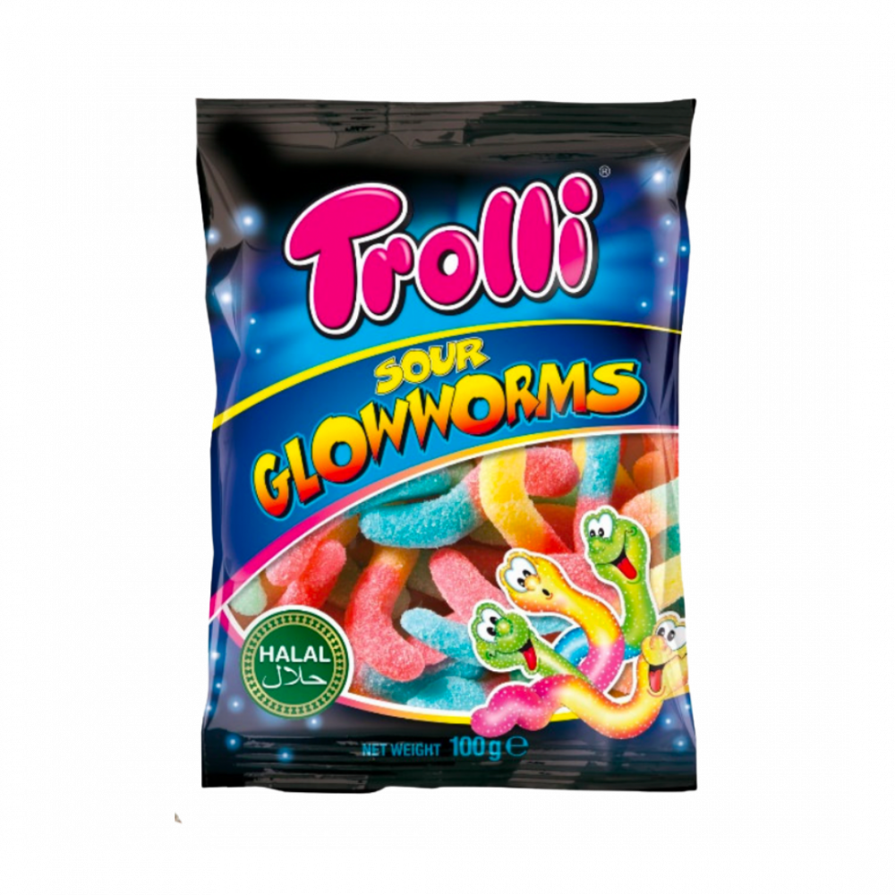 Sachet Halal Sour Glowworms 100 G