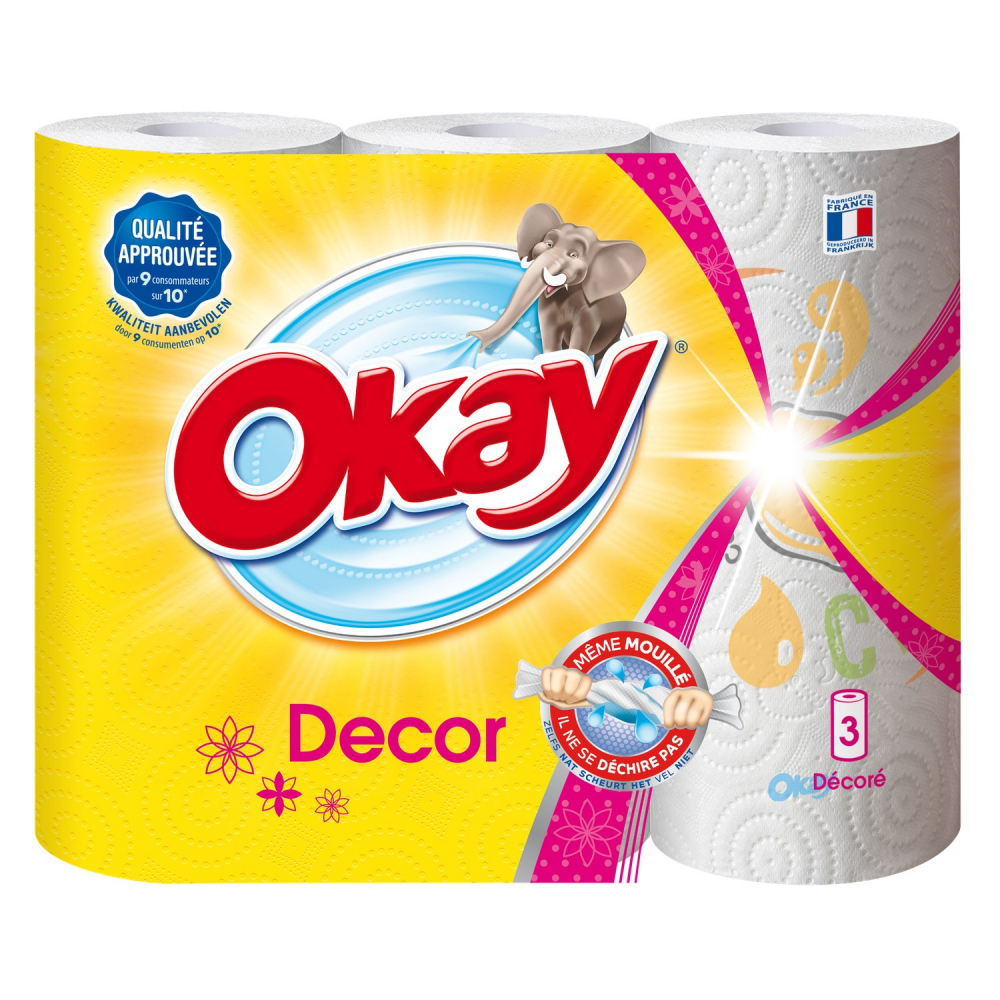 Asciugamano di carta decorativo x3 - OKAY