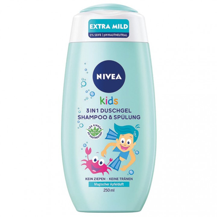 沐浴露。三合一儿童洗发水和护发素 250 毫升 - NIVEA