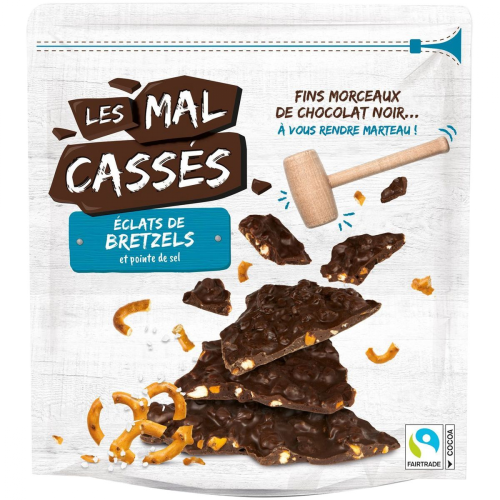 Chocolat aux éclats de bretzels 120g - LES MAL CASSÉS