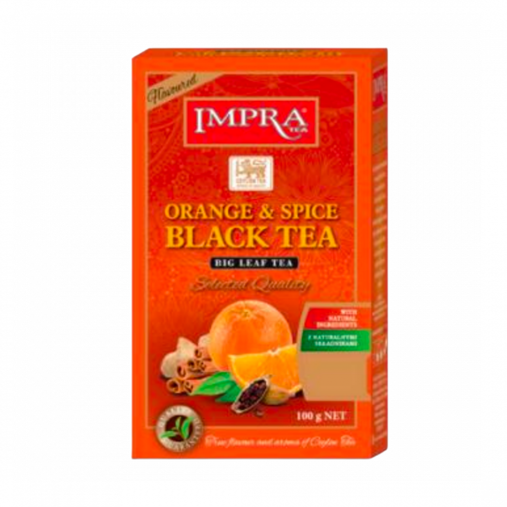 Impra,  Black Tea, Packeted , Flavoured Orange And Spice âwith Natural Piecesâ Big Leaf,  100gx30,